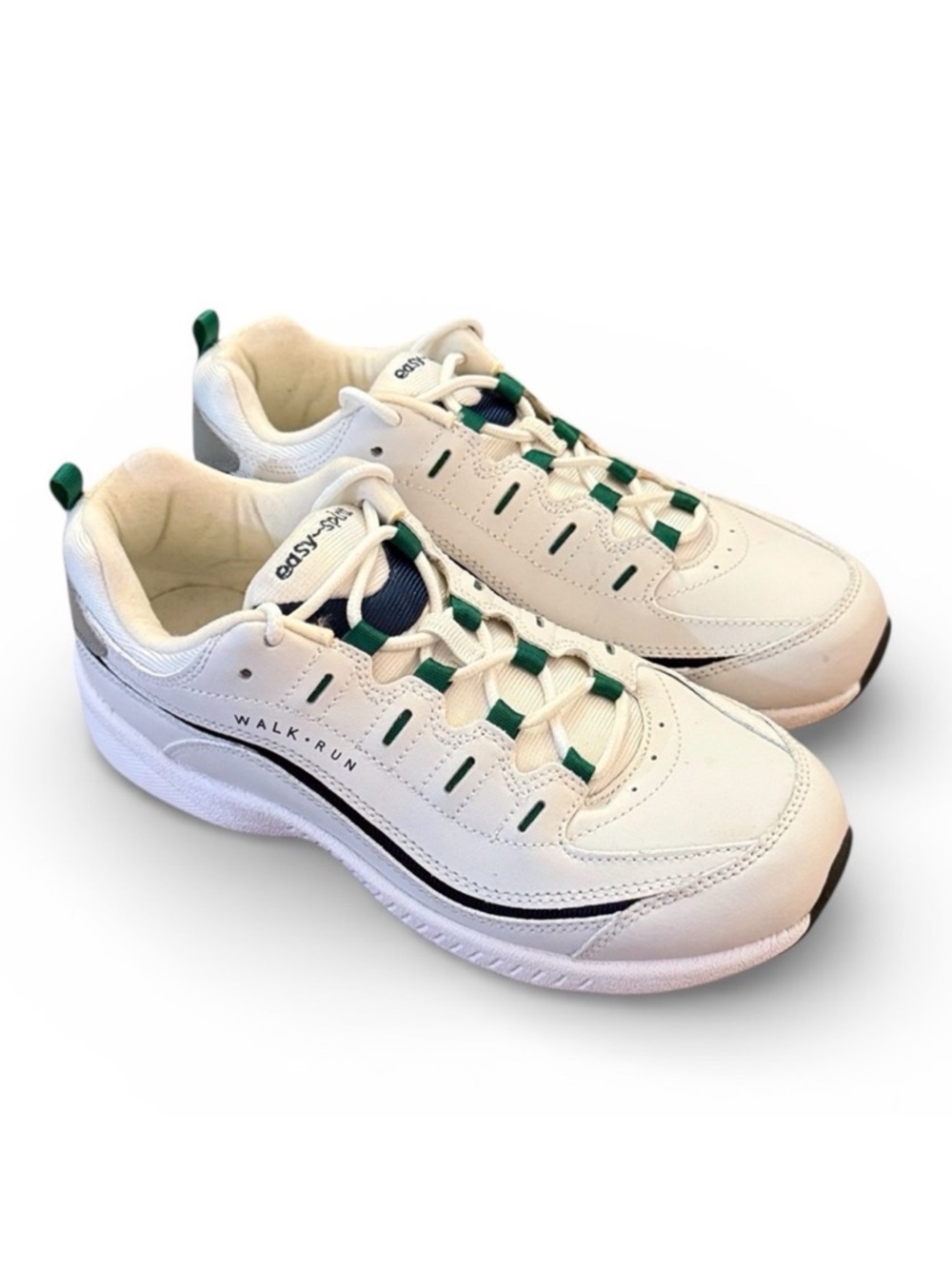 Easy Spirit Romy Sneakers 7.5 WW Extra Wide White Leather Comfort Walking Shoes
